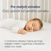 A sleeping baby on a mattress with text overlay. The text is in Slovak and talks about "For little dreamers" and "Clean sleep from the very beginning". It also mentions "With the Tulena mattress protector, your baby sleeps softly, hygienically and safely - Náhľad obrázku produktu