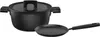 A black pot with a lid and a black frying pan are shown against a white background. Podgląd zdjęcia produktu