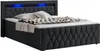 A black upholstered box spring bed with a tufted headboard and integrated blue LED lighting. Produktbild-Vorschau