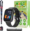 A smartwatch for children, along with its packaging and accessories, is displayed against a light background. Produktbild-Vorschau