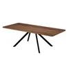 A product shot of a dining table with a wooden top and black metal legs, isolated on a white background. Anteprima dell’immagine prodotto