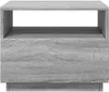 A close-up, front-facing view of a gray wooden bedside table with a drawer and an open shelf. Produktbild-Vorschau