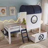 Kinder-Etagenbett mit Dach, Fenster & Rollschublade, Kiefer Produktbild-Vorschau 2
