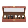 6 Zellen Uhrenbox Gitter aus Holz und Samtstoff Vintage Produktbild-Vorschau 1