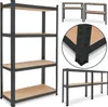 A collage of images showing different views and configurations of metal shelving units. Podgląd zdjęcia produktu
