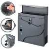 A collage of images showing a gray mailbox with keys and a newspaper compartment. Produktbild-Vorschau