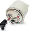 A close-up, angled view of a coffee machine heating element with a black protective cover beside it, set against a white background. Produktbild-Vorschau