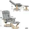 A recliner chair and ottoman with dimensions indicated by measurement lines and numbers. Podgląd zdjęcia produktu