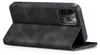 A black flip cover case for an iPhone 12 Pro is shown from a side angle against a white background. Produktbild-Vorschau