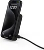A black smartphone is attached to a black wireless charging power bank, with a black USB-C cable plugged into the power bank. Voir les images du produit