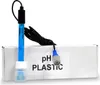 A blue pH sensor with a black cable and a white cap is placed in front of a white box with text. Produktbild-Vorschau
