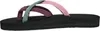 A side view of a flip-flop sandal with a black sole and multi-colored straps. Podgląd zdjęcia produktu