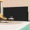 A patio scene with a retractable side awning, a chair, and a small table next to a pool. Podgląd zdjęcia produktu