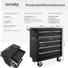 A product information graphic showing a black tool cart with dimensions and technical specifications. Náhled obrázku produktu