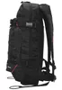 A side view of a black backpack against a white background. Produktbild-Vorschau