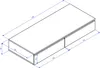 A technical drawing with dimensions of a desk with two drawers. Produktbild-Vorschau