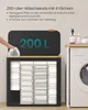 A laundry basket with multiple compartments is shown next to a washing machine, with a hand placing an item into the basket. Produktbild-Vorschau