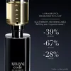 A close-up marketing image of an Armani Code refillable fragrance bottle with text highlighting savings on refills. Produktbild-Vorschau