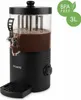 A black and clear hot chocolate dispenser with a brown liquid inside, shown on a white background. Podgląd zdjęcia produktu