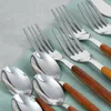 Besteckset 16-teilig Stahl silber Holzoptik für 4 Personen Produktbild-Vorschau 9