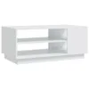 A white, modern TV stand with two open shelves and a closed cabinet on the right, shown against a white background. Náhľad obrázku produktu