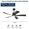 ZELURXX Deckenventilator mit LED Licht, 52 Zoll, Schwarz Produktbild-Vorschau 2