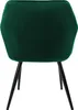 The back view of a dark green velvet dining chair with black metal legs. Produktbild-Vorschau