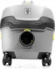 The back view of a gray and yellow vacuum cleaner with black wheels. Náhled obrázku produktu