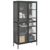 vidaXL Highboard Schwarz 85x40x180 cm Glas und Stahl Produktbild-Vorschau 4