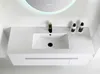 Badmöbel Set 90cm Weiß Hochglanz Keramik Becken runder LED Produktbild-Vorschau 8
