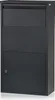 A dark gray mailbox with a parcel compartment and a lock is shown against a light gray background. Produktbild-Vorschau