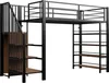 Łóżko piętrowe Merax 90x200 cm z szafą i półkami, metalowe Podgląd zdjęcia produktu 6