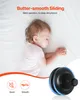 A baby sleeping on a white sheet, with a product component in the foreground and marketing text. Podgląd zdjęcia produktu