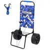 A blue camouflage beach cart with large wheels, shown against a white background. Podgląd zdjęcia produktu