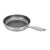 A stainless steel frying pan with a honeycomb pattern on a white background. Produktbild-Vorschau