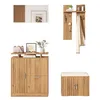 A collection of hallway furniture pieces, including a shoe cabinet, a shoe bench, and a wall-mounted coat rack with a shelf. Voir les images du produit