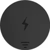 A black circular wireless charging pad with a lightning bolt symbol and three horizontal lines at the bottom. Anteprima dell’immagine prodotto