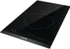 A black glass ceramic hob with two cooking zones, shown from a diagonal angle. Produktbild-Vorschau