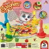 A colorful board game box with a cartoon cat character and game components. Voir les images du produit