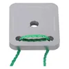 A metal square with a hole in the center and a green string threaded through two smaller holes at the bottom. Text is visible on the top surface. Produktbild-Vorschau