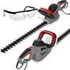 Two hedge trimmers and a pair of safety glasses are displayed against a white background. Voir les images du produit