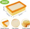Collage of images showing a vacuum cleaner filter, with dimensions and close-up details. Produktbild-Vorschau