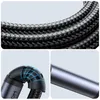 A collage of close-up images showing the texture and flexibility of a black USB-C to 3.5mm AUX cable. Anteprima dell’immagine prodotto