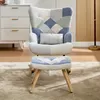 Merax Schaukelstuhl Relaxsessel mit Fußhocker, Patchwork Produktbild-Vorschau 4