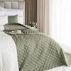 Fischgrät-Tagesdecke Grau-Grün 170x210 cm - Eleganz und Produktbild-Vorschau 1