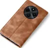 A brown flip-style phone case is shown against a white background. Produktbild-Vorschau
