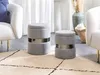 BELIANI Pouf Hellgrau Samt mit Stauraum Rund Glänzendes Produktbild-Vorschau 2