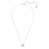 A silver necklace with a blue pendant is displayed against a white background. Produktbild-Vorschau
