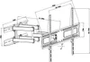 Technical drawing of a TV wall mount with dimensions and angles indicated. Náhľad obrázku produktu