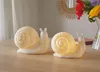 2x Dekofigur "Schnecke" aus Porzellan, weiß, mit LED Produktbild-Vorschau 1
